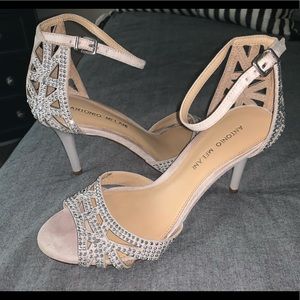 ANTONIO MELANI Leather Suede rhinestone heels